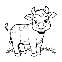 Cute Cow Coloring Page For Children