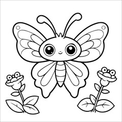 Cute Butterfly Coloring Page For Kids