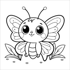 Cute Butterfly Coloring Page For Children