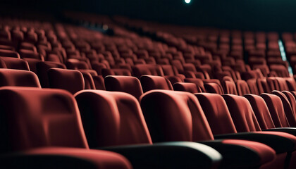 Naklejka premium Empty movie theater seats with fabric