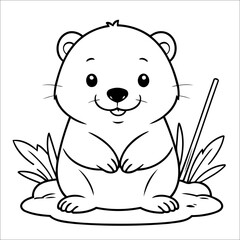 Cute Beaver Coloring Page For Kids
