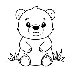 Cute Bear Coloring Page For Kids