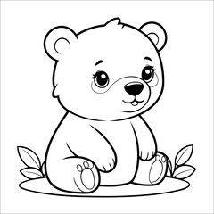 Cute Bear Coloring Page For Children