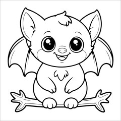 Cute Bat Coloring Page For Toddlers