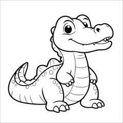 Cute Alligator Coloring Page For Toddlers