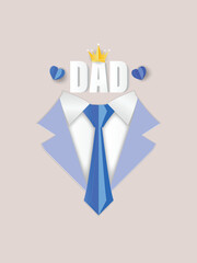 Father's Day Origami Paper Suits Greeting Card in Modern Paper Cut Style