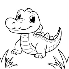Cute Alligator Coloring Page For Kids