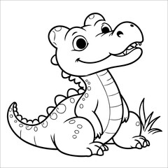Cute Alligator Coloring Page For Children