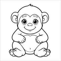 Chimpanzee Coloring Page Drawing For Children