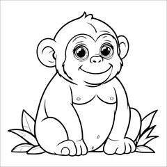 Chimpanzee Coloring Book Drawing For Kids