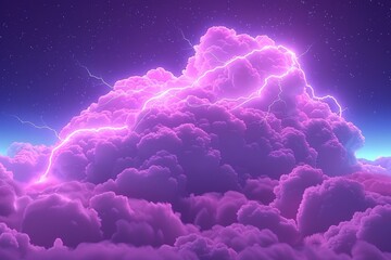 Intense Purple Cloud and Lightning in the Sky