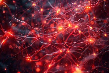 A pulsating network of crimson neural pathways, symbolizing the complexity and interconnectedness of AI systems.