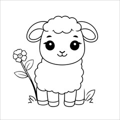 Sheep Clutching a Delicate Vector Coloring page for Kids