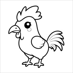 Rooster Crowing Vector Coloring page for Kids