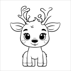 Reindeer Vector Coloring page for Kids