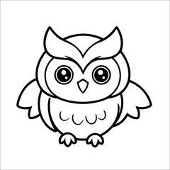 Owl Rotating its Head Vector Coloring page for Kids