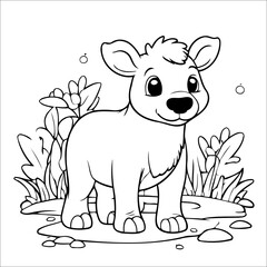 Moose simple coloring page for Kids