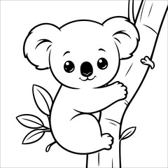 Koala Clinging to a Eucalyptus Vector Coloring page for Kids