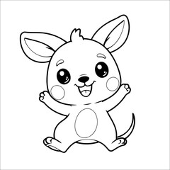 Kangaroo Hopping with Joy Vector Coloring page for Kids