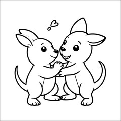Kangaroo Boxing Playfully Vector Coloring page for Kids