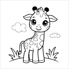 Giraffe simple coloring page for toddlers