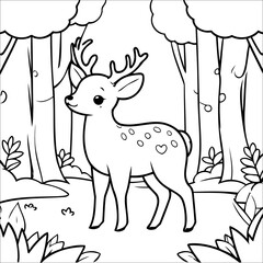 Deer Grazing Vector Coloring page for Kids