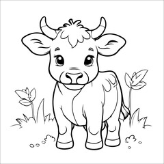 Cow simple coloring page for Kids