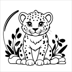 Cheetah simple coloring page for toddlers