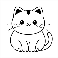 Cat Purring in Sunlight Vector Coloring page for Kids