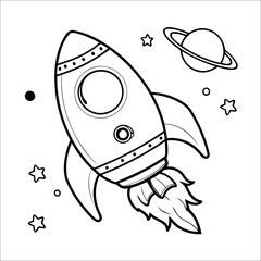 Space Rocket coloring page for kids Space Theme