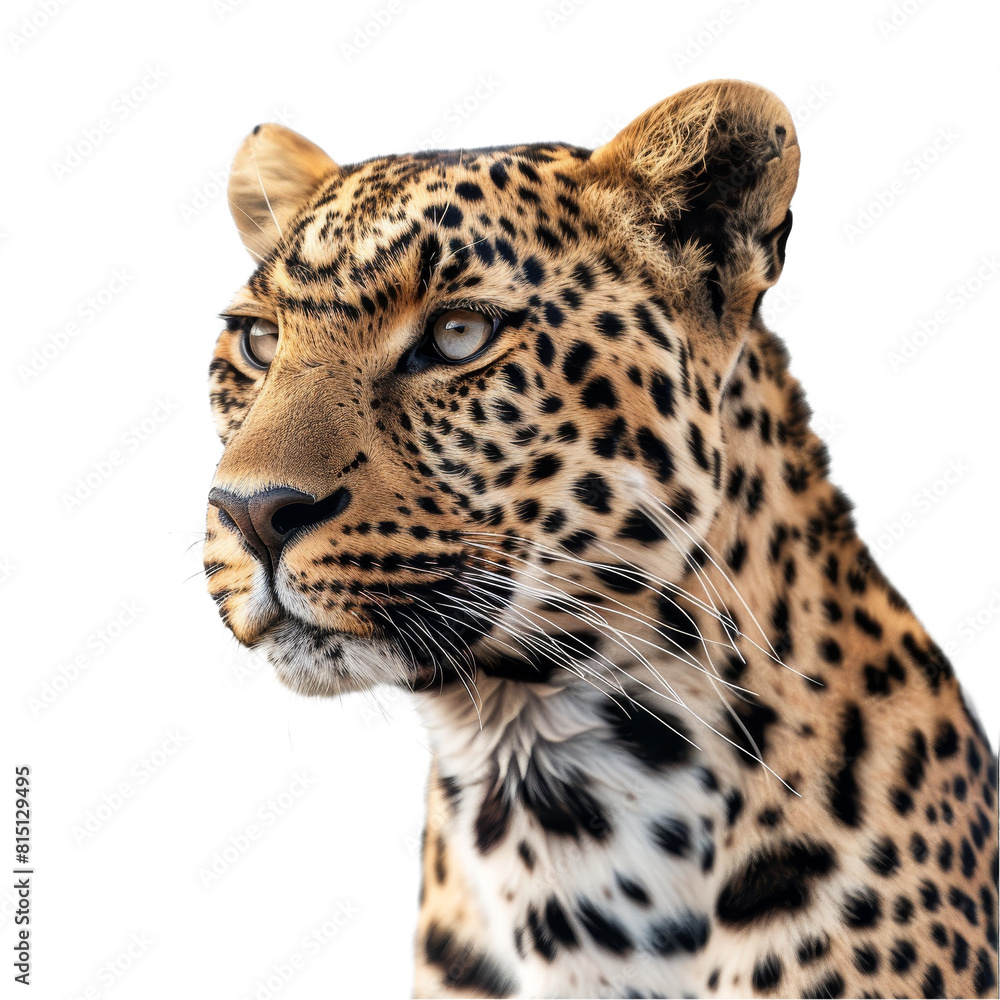 Poster a leopard with a spotted coat standing in front of a plain png background, a clouded leopard isolate