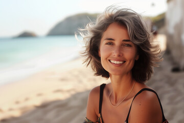 Portrait of natural woman at the beach
