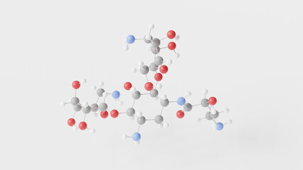 amikacin molecule 3d, molecular structure, ball and stick model, structural chemical formula antibiotic