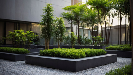 Contemporary Asian Urban Garden, Texture and Contrast with Minimalist Plantings