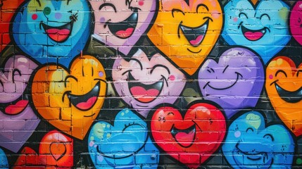 Obraz premium a row of heart-shaped graffiti