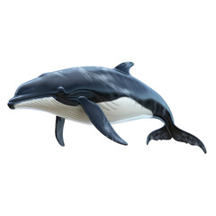 Fototapeta premium A minke whale gracefully swims against a Png background in this simple and clear illustration, a minke whale isolated on transparent background