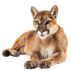 A mountain lion resting on a Png background, a mountain lion isolated on transparent background