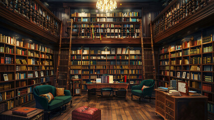 Obraz premium Literary Haven: Vintage Bookstore Treasuring Rare Editions and Cozy Reading Corners