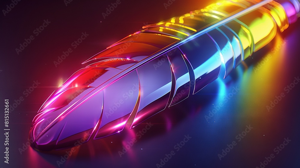 Poster a close-up photo of a multicolored item resting on a black background, with light illuminating it fr