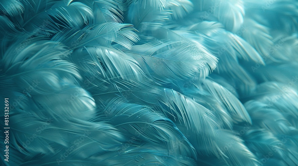 Poster a clear view of a window with blue feathers outside and a fuzzy image of feathers inside