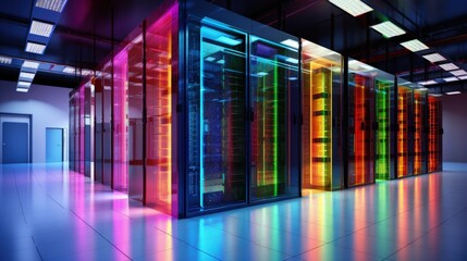 Fototapeta premium Data centers offering colocation services for businesses needing high-speed access and physical security.