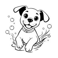 Vector illustration of a cute Puppy drawing colouring activity
