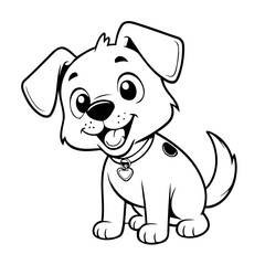 Cute vector illustration Puppy drawing for children page