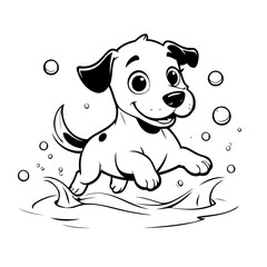 Cute vector illustration Puppy doodle for toddlers coloring activity