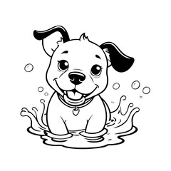 Simple vector illustration of Puppy drawing colouring activity