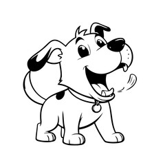 Vector illustration of a cute Puppy drawing for toddlers coloring activity