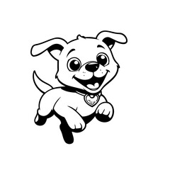 Fototapeta premium Simple vector illustration of Puppy drawing for toddlers coloring activity