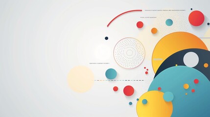 Abstract geometric background with colorful circles and lines.