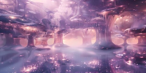 Exploring a Surreal Dreamscape: Detailed Closeup of Floating Islands and Shimmering Bridges. Concept Surreal Dreamscape, Floating Islands, Shimmering Bridges, Closeup Photography, Detailed Imagery
