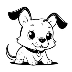 Cute vector illustration Puppy doodle black and white for kids page